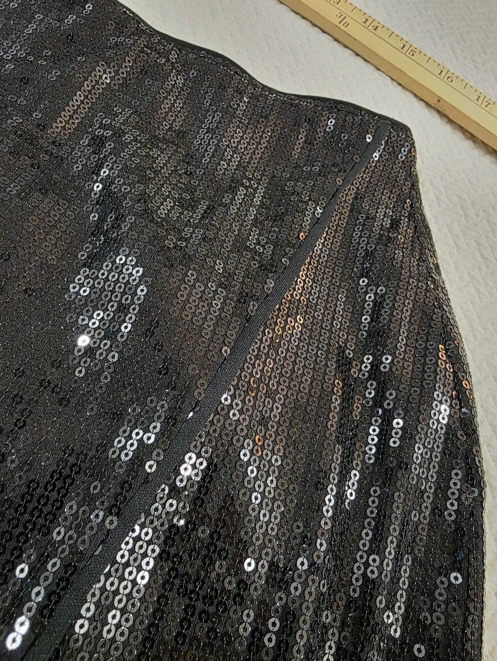 NWT InTempo Black Sequin Midi Skirt Front Side Slit M